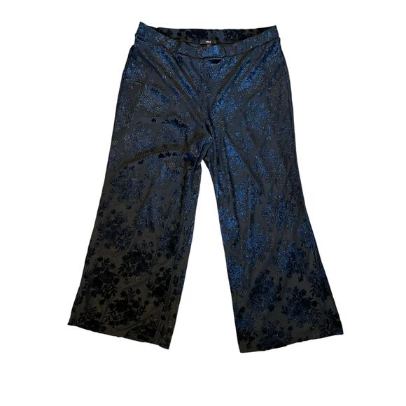 Ellos Black Burnout Velvet Floral Wide Leg Pants Plus Size 22 Whimsygoth Y2KPant - Picture 2 of 10